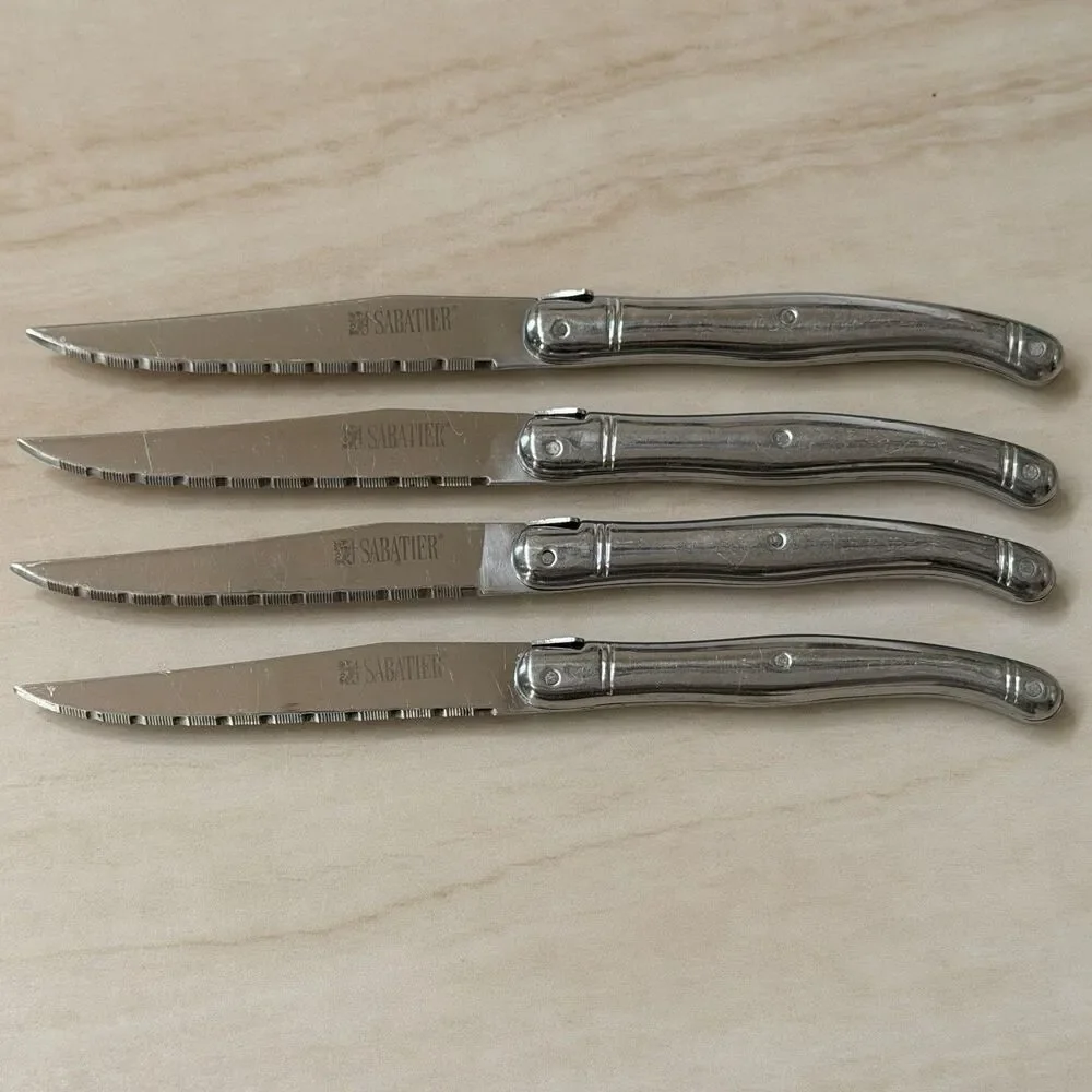 4pc Sabatier Laguiole Steak Knives 9 1/8” Stainless Hollow Handle France